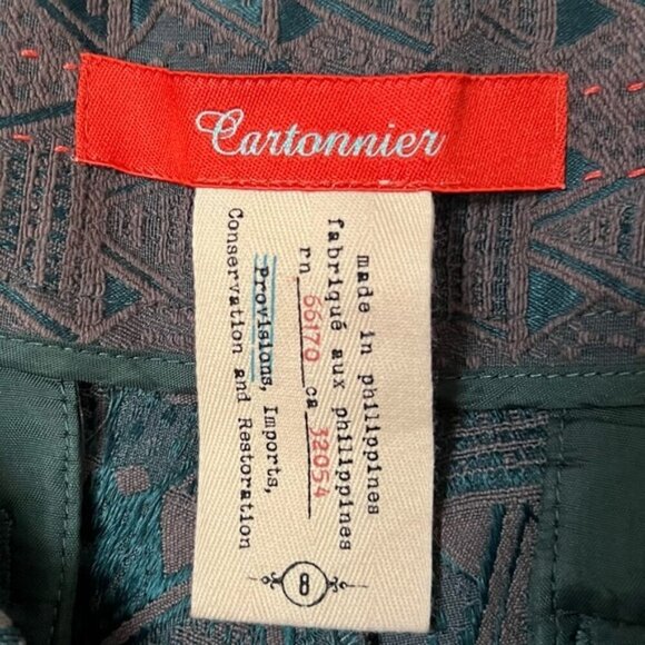 Anthropologie Cartonnier - Women's Jacquard Charlie Ankle Pants - Brown/Green. 8 - Picture 4 of 7